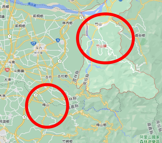 不少网友指出，若震央是旁边的梅山断层，恐会出现重大灾情。(图／Google Map)