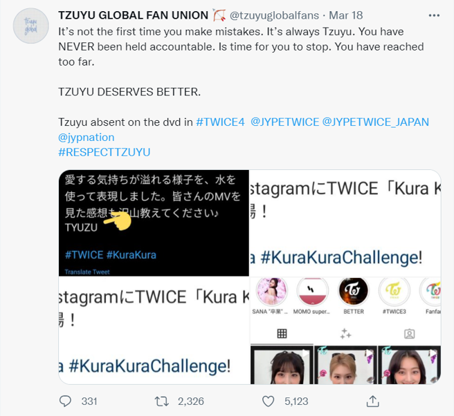 粉丝一一细数子瑜受到的不公待遇(图／TZUYU GLOBAL FAN UNION＠Twitter)