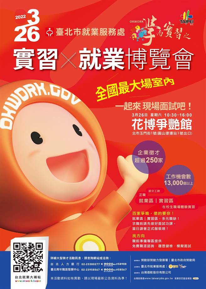 北市實習就業博覽會26日登場。（北市勞動局提供／楊亞璇台北傳真）