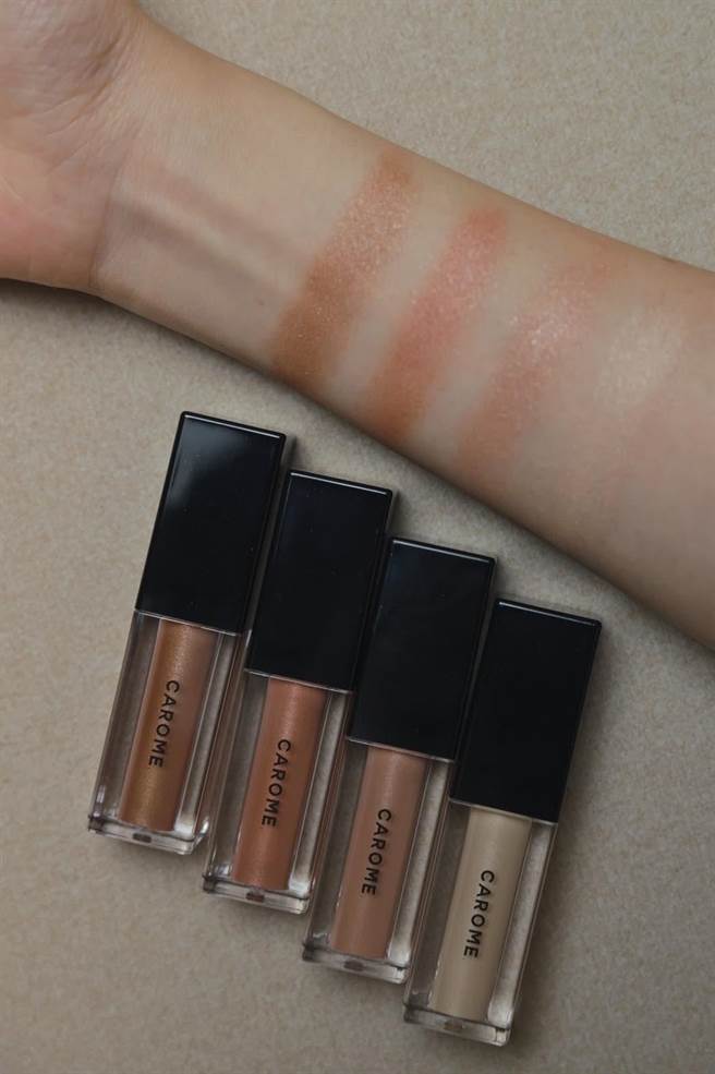 CAROME绝对显色眼影蜜试色照。（CAROME提供）