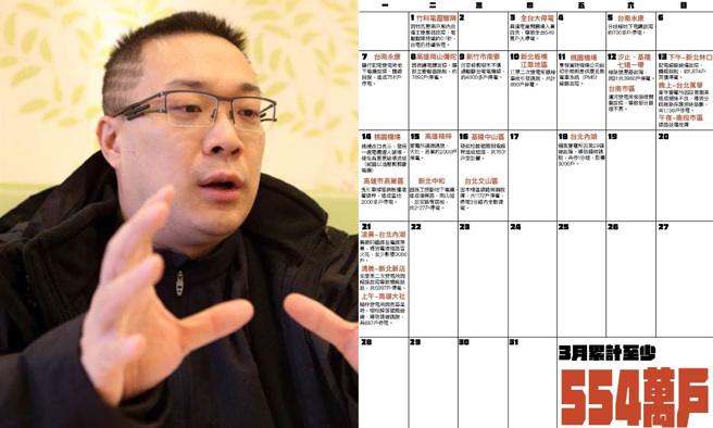 朱學恒在臉書分享3月停電一覽表，引起熱議。（圖／資料照、朱學恒的阿宅萬事通事務所）