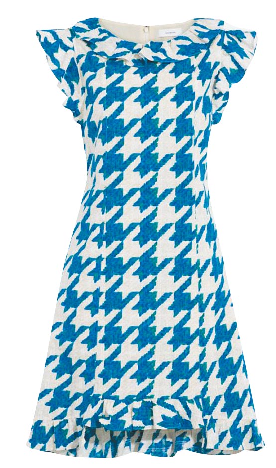 COACH藍色千鳥格紋洋裝，2萬3800元。（COACH提供）