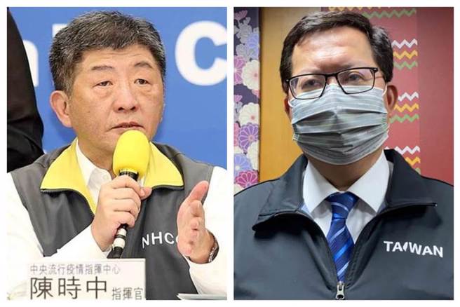 衛福部長陳時中（左）和桃園市長鄭文燦（右）。（中時合成照）