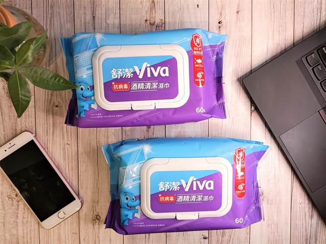 為進一步提升民眾居家清潔效益，舒潔團隊特別引進韓國熱銷「舒潔VIVA抗病毒酒精清潔濕巾」