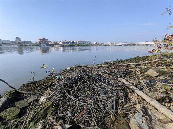 二仁溪河堤景观工程即将完成，废弃物依然没有清理。(台南社大提供／曹婷婷台南传真)