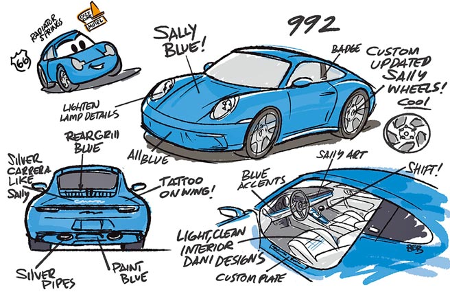 皮克斯動畫團隊跟保時捷團隊合作設計一款獨特的911 Carrera。（保時捷提供）