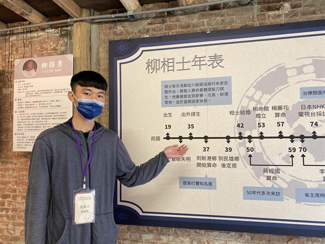 中正大學學生吳泓錡擔任柳相士特展策展人，與團隊合作搜集柳相士相關資料、訪談，19到30日在嘉義縣民雄鄉一樂酒家展出。（張亦惠攝）