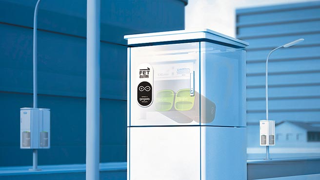 Gogoro Network與遠傳電信合作開發建置「智慧交通號誌不斷電系統」，由Gogoro Network智慧電池提供交通號誌最即時的電力（見圖）。（Gogoro提供）