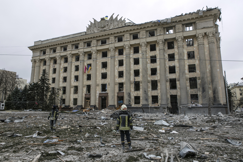 俄军宣称已佔领乌克兰战略要地伊久姆市。图为残破的哈尔科夫市中心。（示意图／美联社）(photo:ChinaTimes)