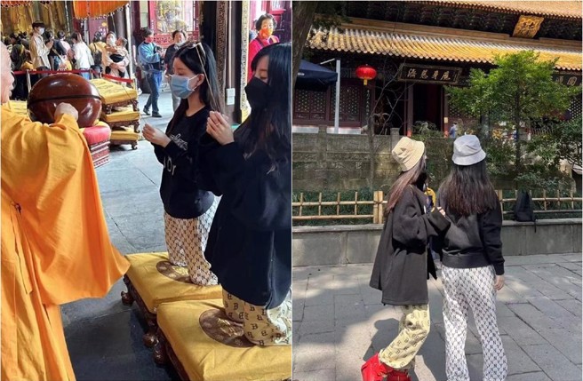 By2姊妹俩迎接30岁生日，近日被目击上山礼佛，该寺庙却是主打姻缘与求子，引发热议。(取材自微博)