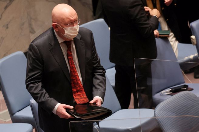 俄國駐聯合國大使涅班濟亞（Vassily Nebenzia）。(圖／路透社)