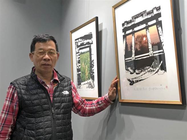 曾任金门县文化局长的吕坤和教授以彩墨画作峥嵘艺文界，丰富多样作品获得高度肯定和好评。（李金生摄）