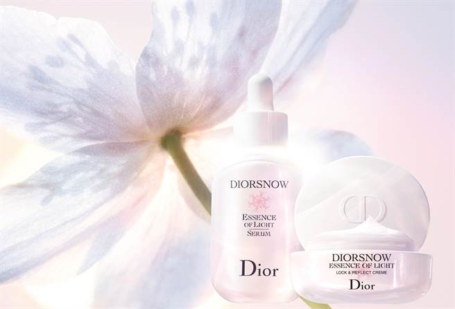 迪奥雪晶灵极亮光采轻凝霜与迪奥雪晶灵极亮光采精华情境图。（迪奥提供）