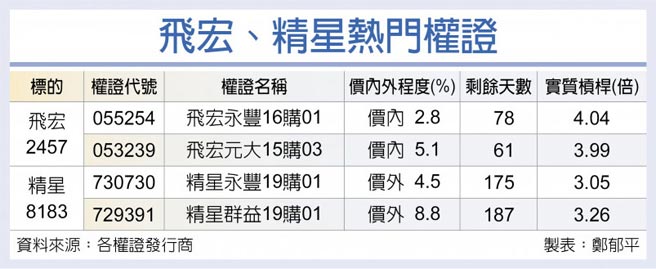 飞宏、精星热门权证