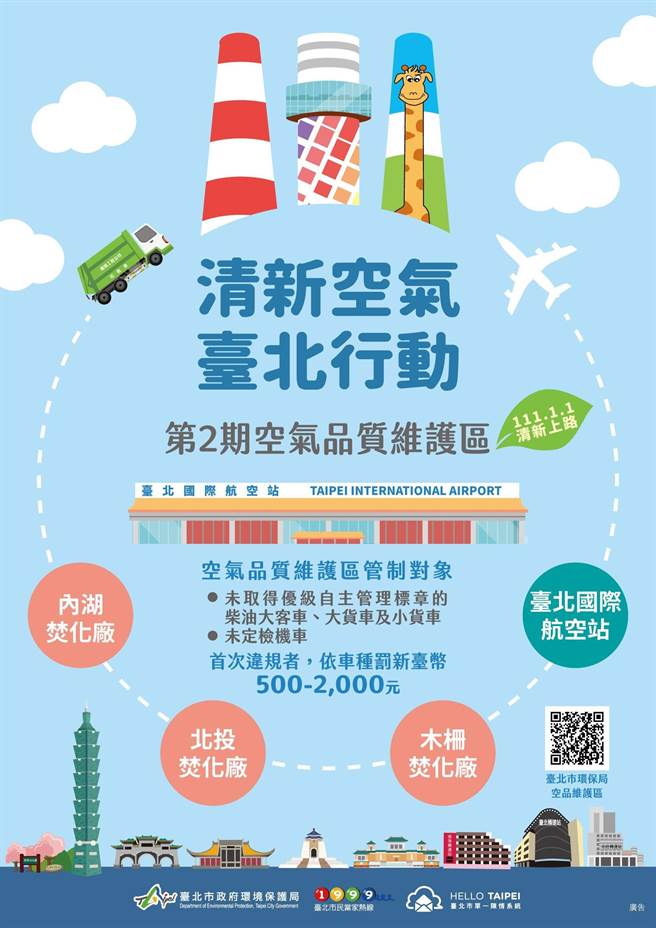 环保局强调，空品维护区之管制目的并不在开罚，而是希望行驶于台北市的车辆能落实维护保养及定期检测的好习惯。（环保局提供）