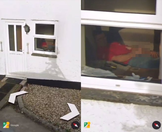 英國村莊因為被Google街景車意外拍下居民手淫的畫面，意外在網路上爆紅。（圖／翻攝自推特）
