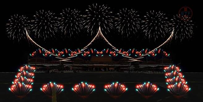 正统鹿耳门圣母庙公布烟火模拟图案，烟火将环绕庙殿四周。（正统鹿耳门圣母庙提供／程炳璋台南传真）