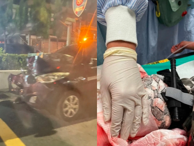 高雄1名男駕駛26日在路邊發現1對年幼兄弟，竟從內車道連續迴轉2次後衝向對方，弟弟遭撞右腿骨折爆血，所幸當時1對情侶上前急救止血。（翻攝自Dcard）