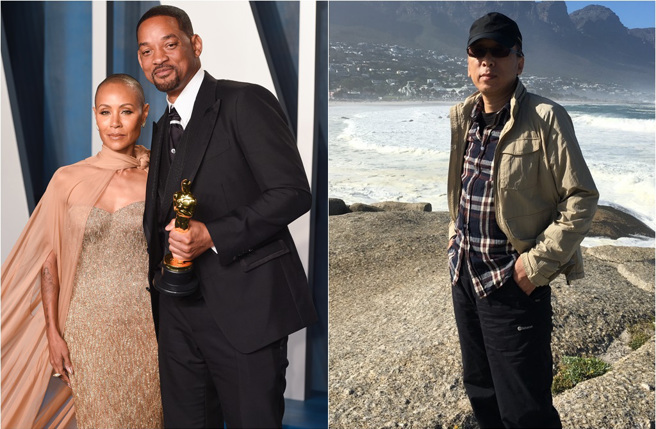 苦苓譴責威爾史密斯動粗的行為，但表示如果是自己老婆被侮辱，他也是會揍人。(左／達志提供、右／苦苓臉書)