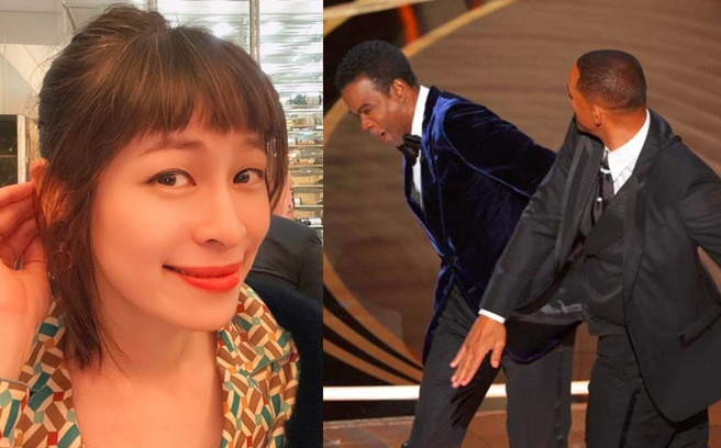 威尔史密斯(右起)掌掴克里斯洛克风波，女人迷CEO张玮轩敢于说出逆风真心话。（图／取自路透社、张玮轩脸书）