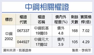 權證星光大道－中鋼 法人挺股價有撐