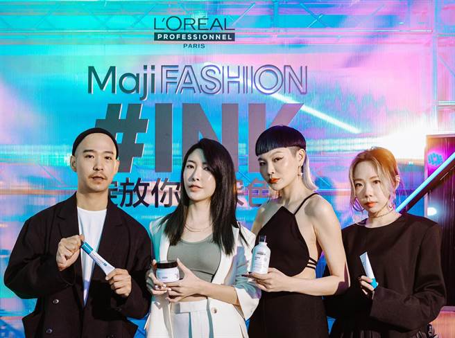 乐酷乐专业设计师Gino＆Yvonne与Model合影。（巴黎莱雅PRO提供）