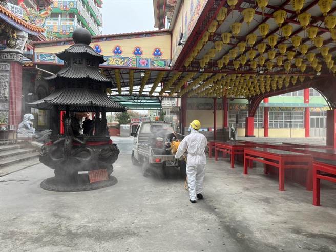 台东确诊者曾到南鲲鯓代天府进香，26日晚间在麻豆代天府香客大楼住宿，相关涉足场域已清消。(台南市卫生局提供／曹婷婷台南传真)