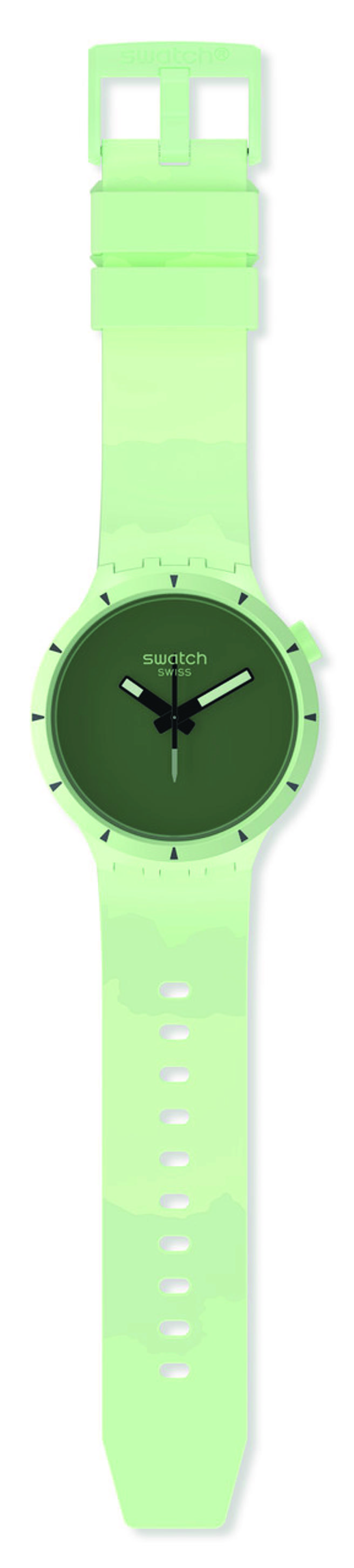SWATCH BIG BOLD BIOCERAMIC FOREST雨林錶徑47mm，4250元。（SWATCH提供）