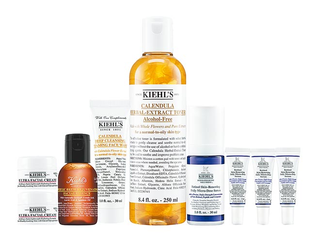 新光三越4月4日美妆霸屏日，KIEHL’S金盏花抗痕组，62折3650元，加赠「A醇全能新生抗痕精华4mlＸ2」。（新光三越提供）