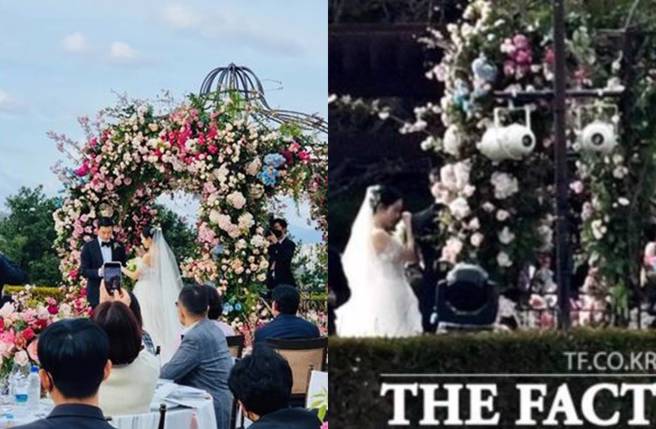 孫藝真和玄彬交換戒指，現場氣氛讓孫藝真哭了。(圖 ／取自IG、韓媒《THE FACT》)