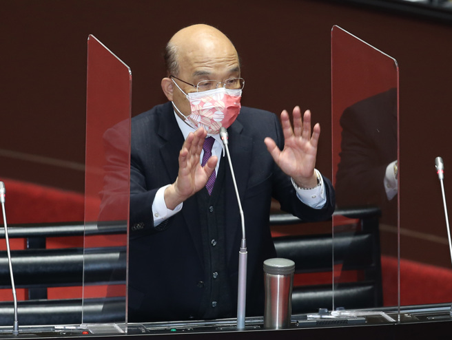 行政院长苏贞昌1日在立法院答询。（姚志平摄）