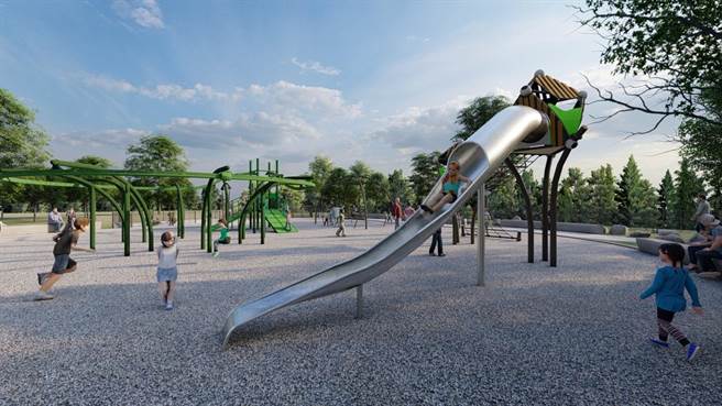 永康公园游戏场模拟图，预计7月完工。(台南市工务局提供／曹婷婷台南传真)
