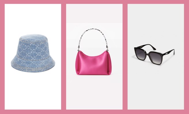 微风南山多款轻奢华礼品任你挑选，Off-White™ Monogram印花丹寧渔夫帽(左)、alexanderwang Maquess水钻logo缎面包(中)、GENTLE MONSTER BURTY (右)都能在馆内挑到。(图：微风提供)