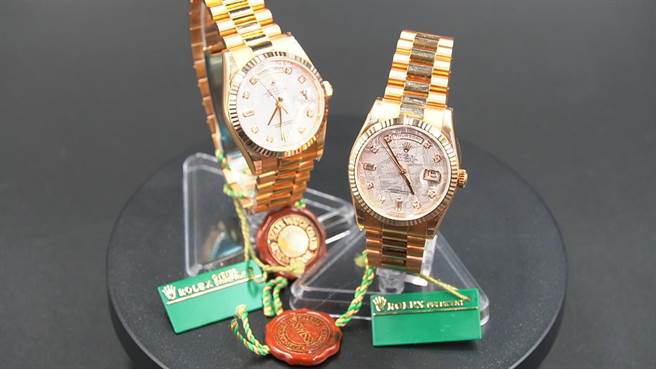 苗栗地检署嘱托执行署新竹分署执行红富海吸金案第2梯次拍卖会，共同2只劳力士名表。（执行署新竹分署提供／谢明俊苗栗传真）