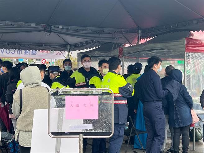 基隆市警局明天在局内中庭设置专案筛检站，为全市警察同仁採检。（陈彩玲摄）