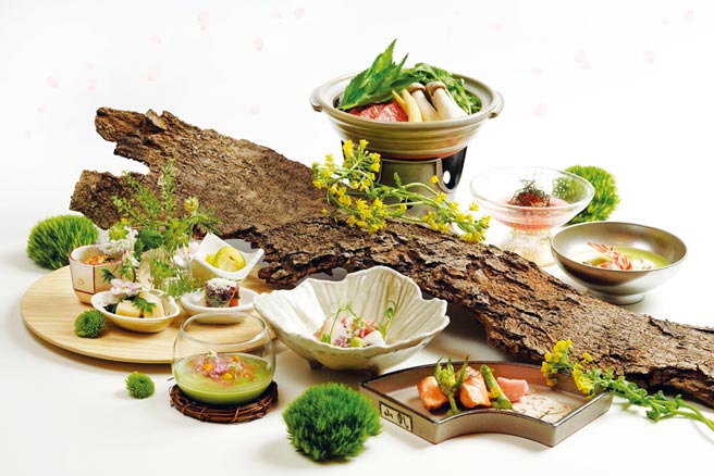 日胜生加贺屋天翔厅春季料理套餐，4月7日崭新登场，晚餐会席「春暖」每客3,200元＋10％。图／日胜生加贺屋提供