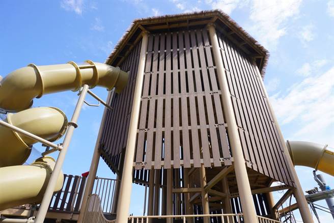 新北市新店区公所在十四张歷史公园打造区内最大的游戏场，今（4日）适逢儿童节开放试玩。（新店区公所提供）