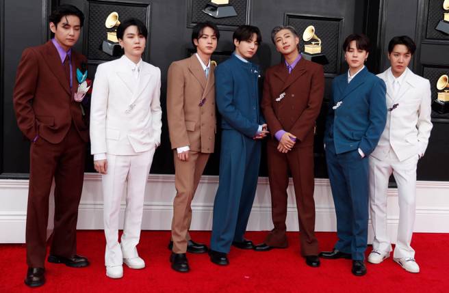 BTS今年二度入围葛莱美奖，同时担任表演嘉宾，全员都飞到美国参加。(达志提供)