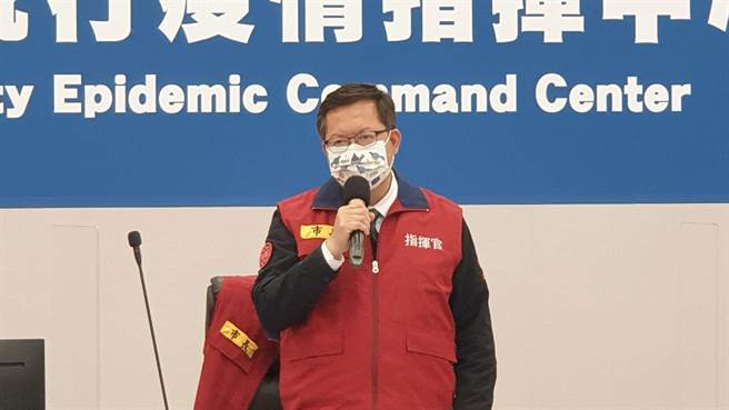 桃园市长郑文灿说，基隆海大餐叙案衍生出某银行职场员工染疫，恐衍生另一波职场群聚，另外桃园某医院陪病者二採时阴转阳，该医院也要全面扩大筛检厘清感染源。(蔡依珍摄)