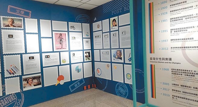 特展展出郵政博物館典藏之國內外與女性主題相關郵票，以及國立歷史博物館珍藏之精美織品與版畫等文物。圖／中華郵政提供