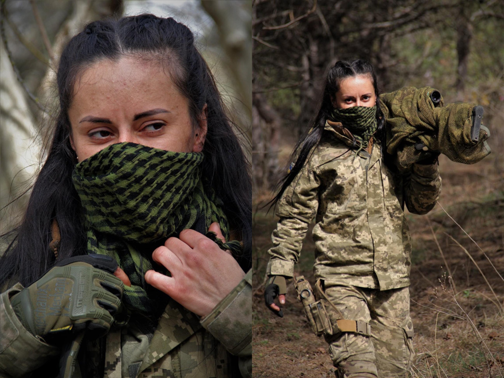 乌克兰一名被誉为民族英雄、称号「Charcoal」的女狙击手重返前线，誓言与俄军奋战到底。（图／翻摄自@lapatina_推特）(photo:ChinaTimes)