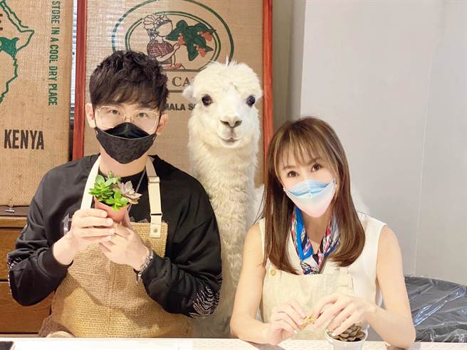 王宥忻（右起）带羊驼与家人一起做公益。（固力狗提供）