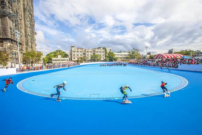 竹北市国际标准200公尺竞速滑轮溜冰场，因周边缺乏停车空间及观眾席，未能做为全中运滑轮溜冰竞赛场地。（罗浚滨摄）