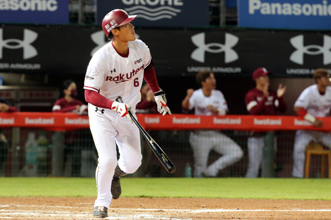 乐天桃猿林承飞脚伤痊癒顺利赶上季后挑战赛。（资料照，陈麒全摄）