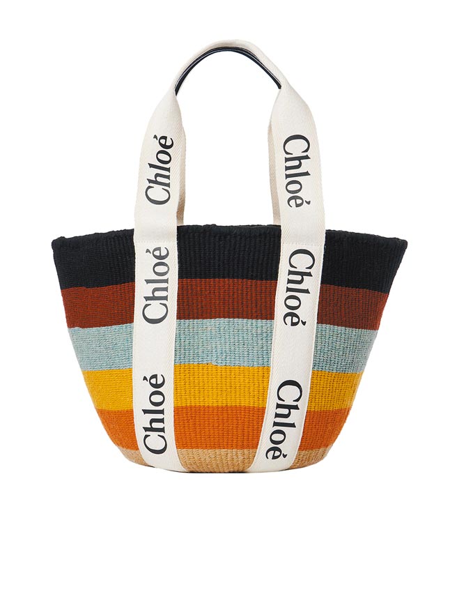 Chloe Woody彩色羊毛编织圆托特包，2万8300元。（Chloe提供）