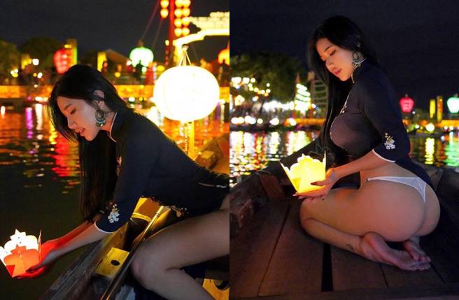 萧佩儿在越南古城拍辣照被骂翻。(图／取自萧佩儿脸书)
