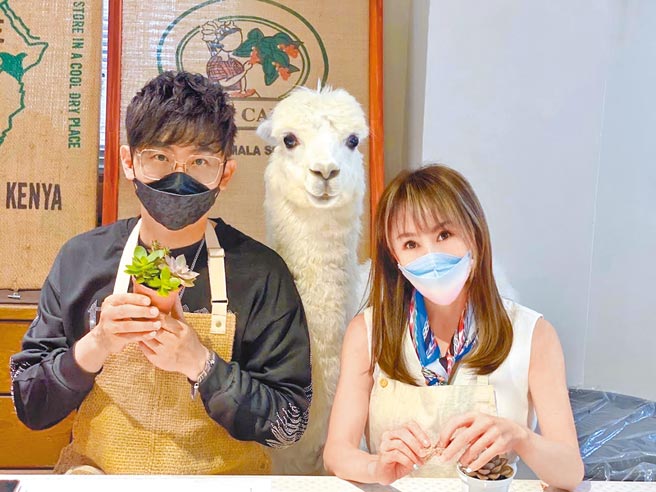 王宥忻（右起）带羊驼与家人一起做公益。（固力狗提供）