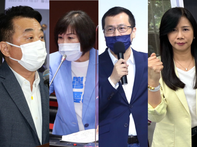 左起为立委鲁明哲、吕玉玲、北市议员罗智强、立委万美玲。(资料照/合成图)