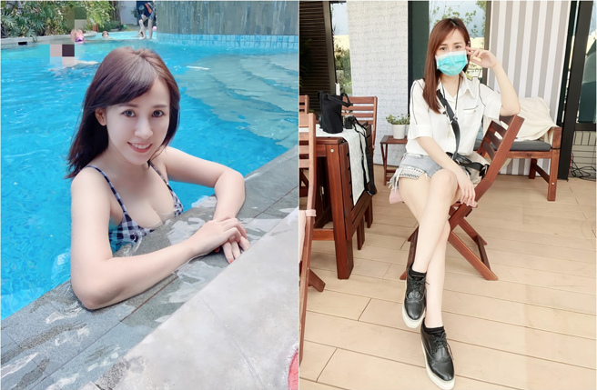 「乡民女神」洁哥外出被女儿拉裤子，直接大露内裤。(取材自洁哥/李秉洁脸书)