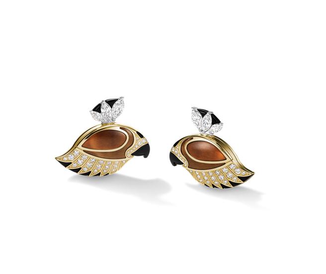 海瑞温斯顿Marvelous Creations顶级珠宝系列Falconry Legacy猎鹰袖扣。（Harry Winston提供）
